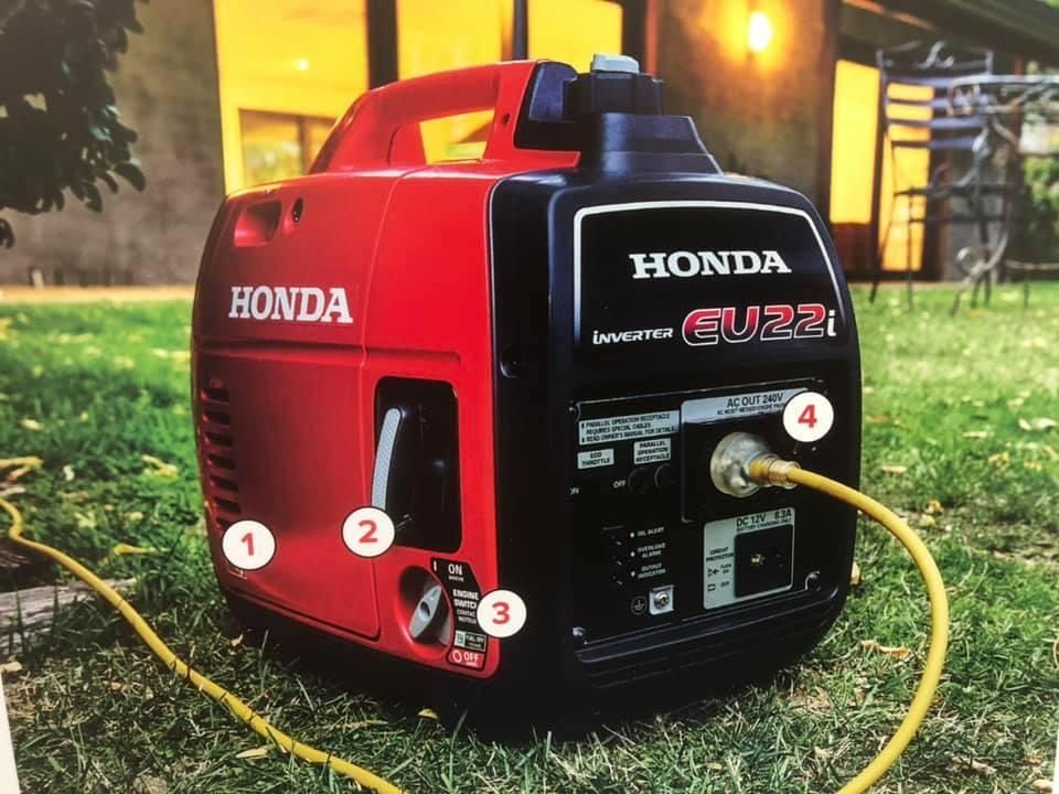 A Honda Generator is Plugged Into a Power Cord — Ireland's Machinery Pty Ltd In Braemar, NSW