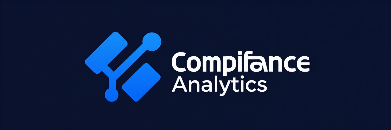 Blue logo of Compifance Analytics, featuring a stylized branching shape on a dark blue background.