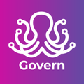 A white line-art octopus logo on a purple-to-pink gradient background with the text