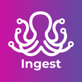 A white line-art octopus icon centered over a purple-to-pink gradient background, with the word