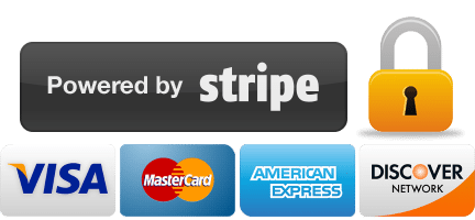 A button that says ' powered by stripe ' on it
