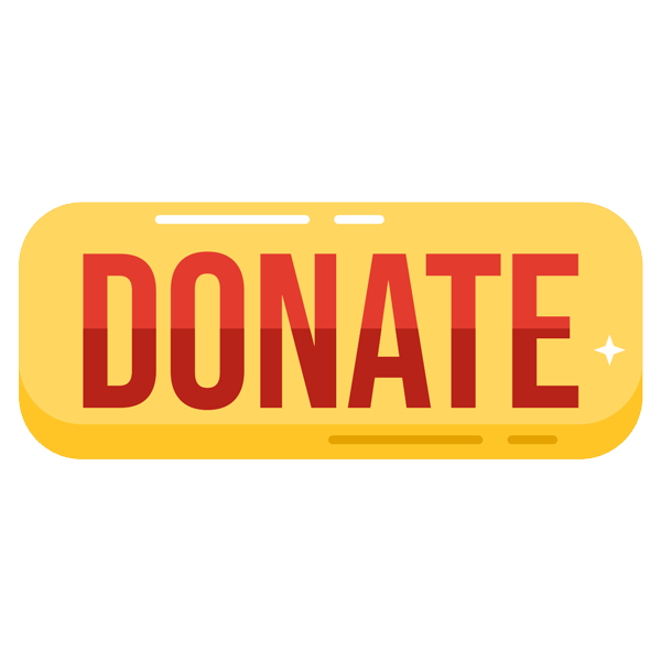 A yellow button with the word donate on it.