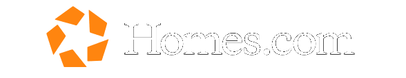 Homes.com logo with orange star design and website address in light gray.