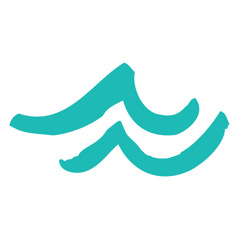 Turquoise abstract wave logo on a white background