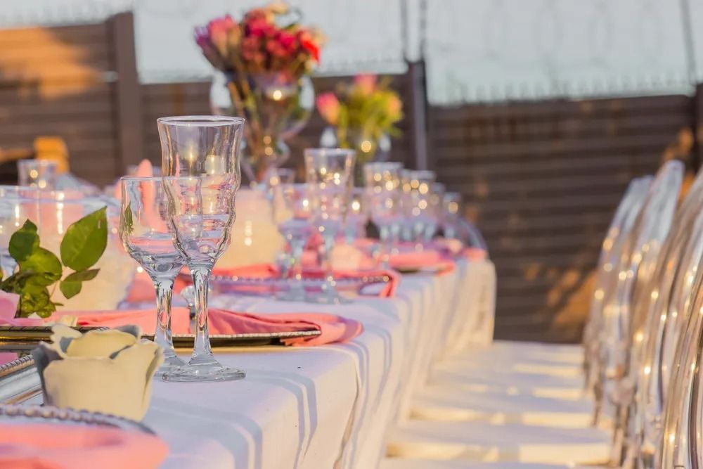 A Long Dining Table Set for an Event — Bowen Hire in Bowen, QLD