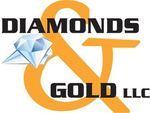 Diamond and gold LLC logo with blue diamond and gold ring graphics on white background