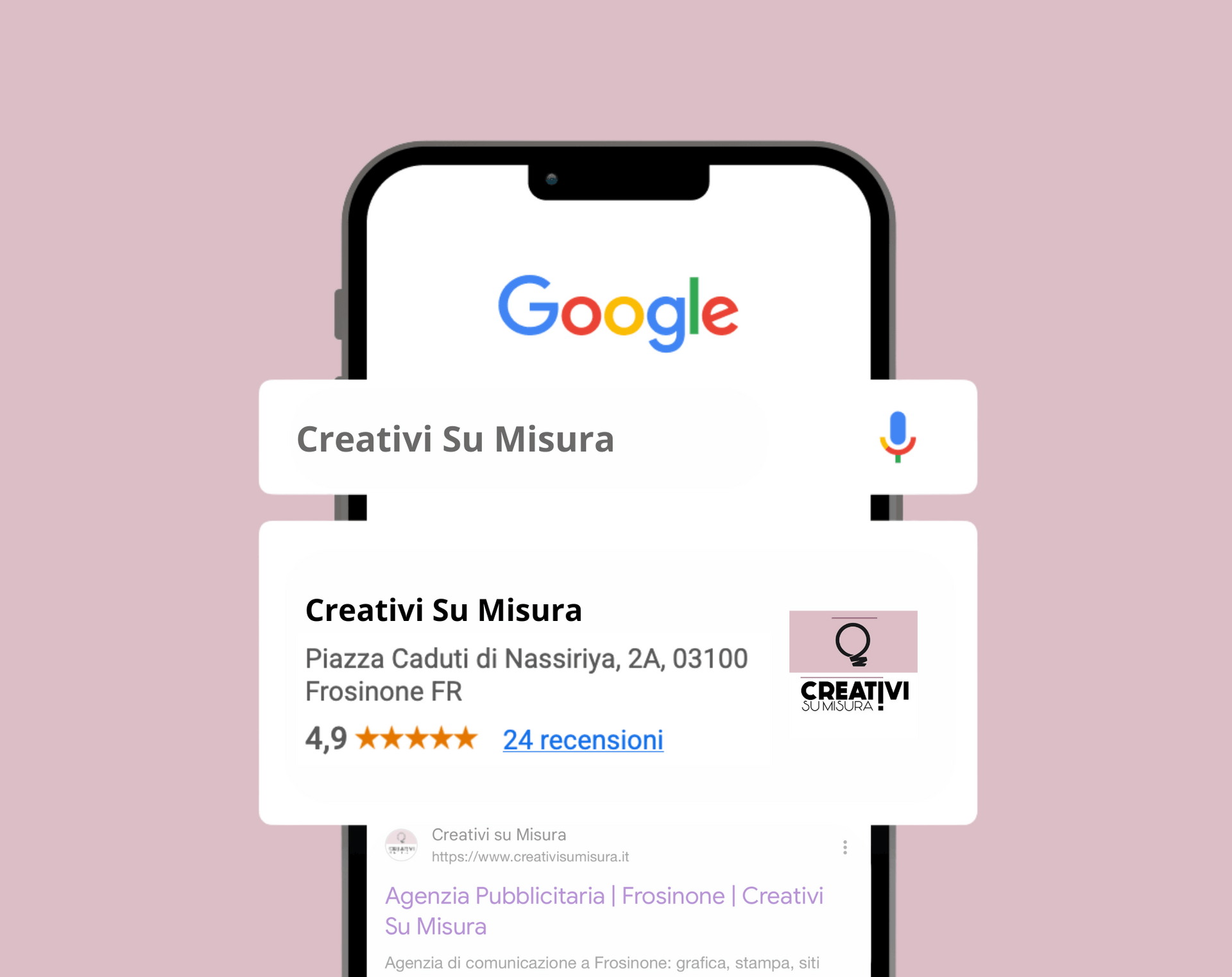 Foto iphone mockup google business creazione siti
 creativi su misura frosinone