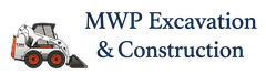 MWP Excavation & Construction logo with a red and black excavator
