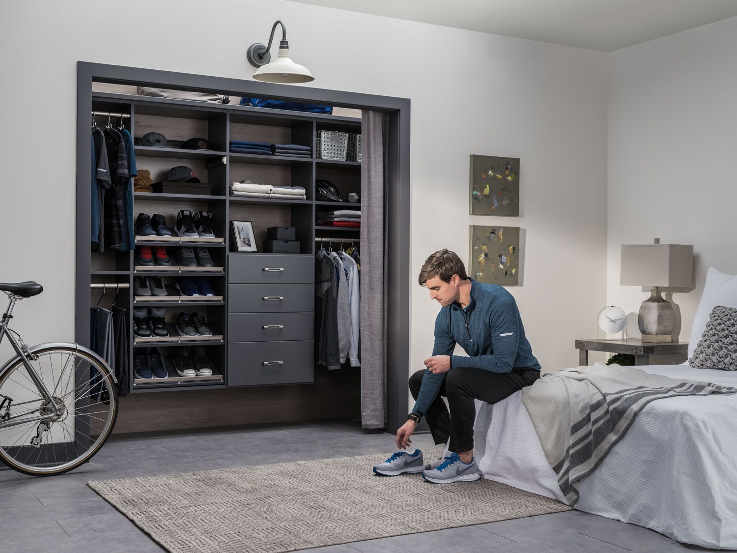 Getting ready with custom closet