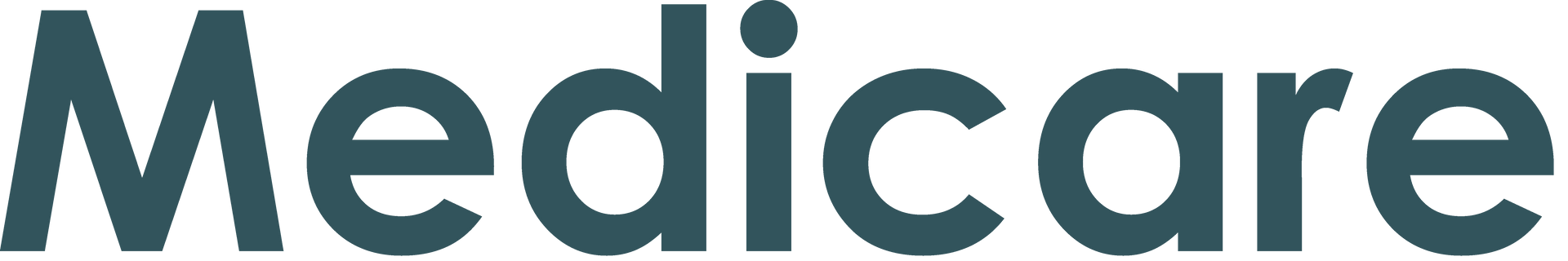 Medicare logo in dark blue text with a teal horizontal line extending from the letter 