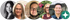 Five overlapping circular profile photos with a teal sparkle icon on the right
