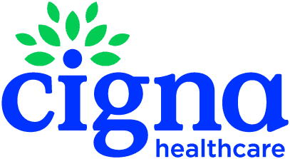 Cigna healthcare logo in blue and green with a stylized leaf design
