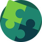 Green and teal interlocking puzzle pieces forming a circular logo
