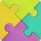 Green and teal interlocking puzzle pieces forming a circular logo