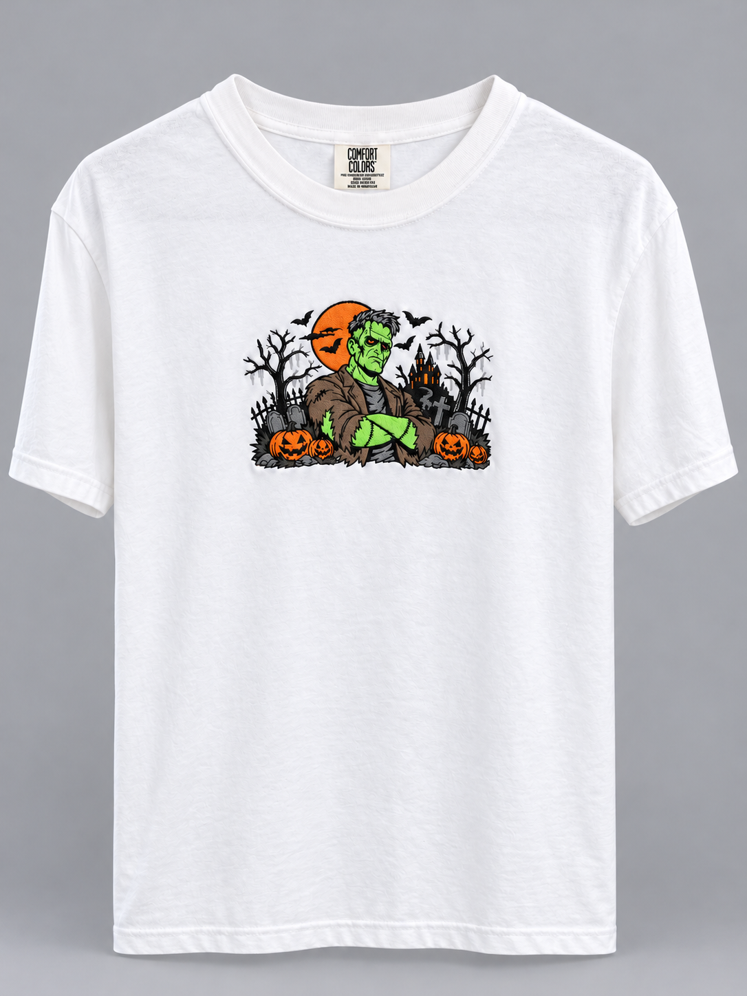Glow-in-the-Dark Frankenstein Embroidered T-Shirt | DeCamp Embroidery
