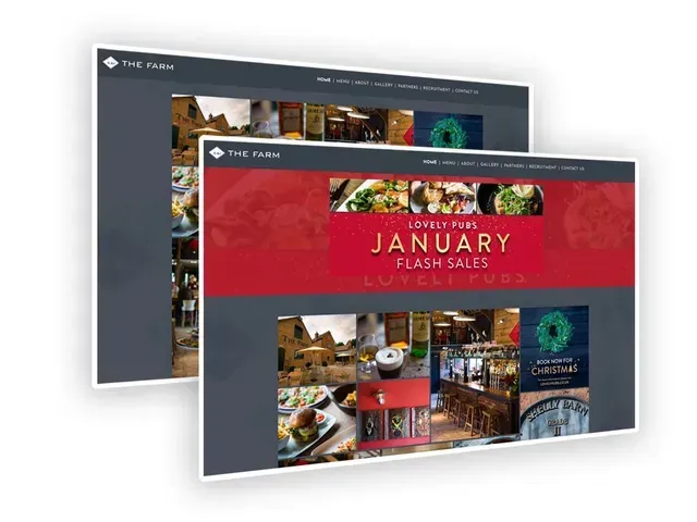 Two screenshots of a website for january flash sales.