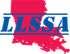 Louisiana State Soccer Association logo with a red Louisiana outline and
