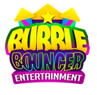 A colorful logo for bubble bouncer entertainment.