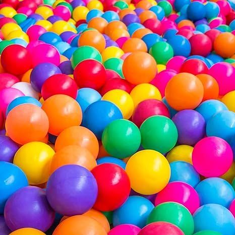 A pile of colorful plastic balls in a ball pit