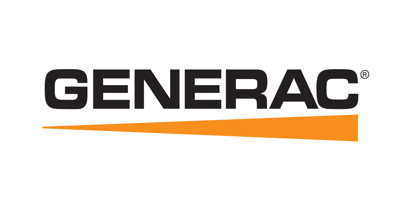 Generac logo in black with an orange underline on a white background