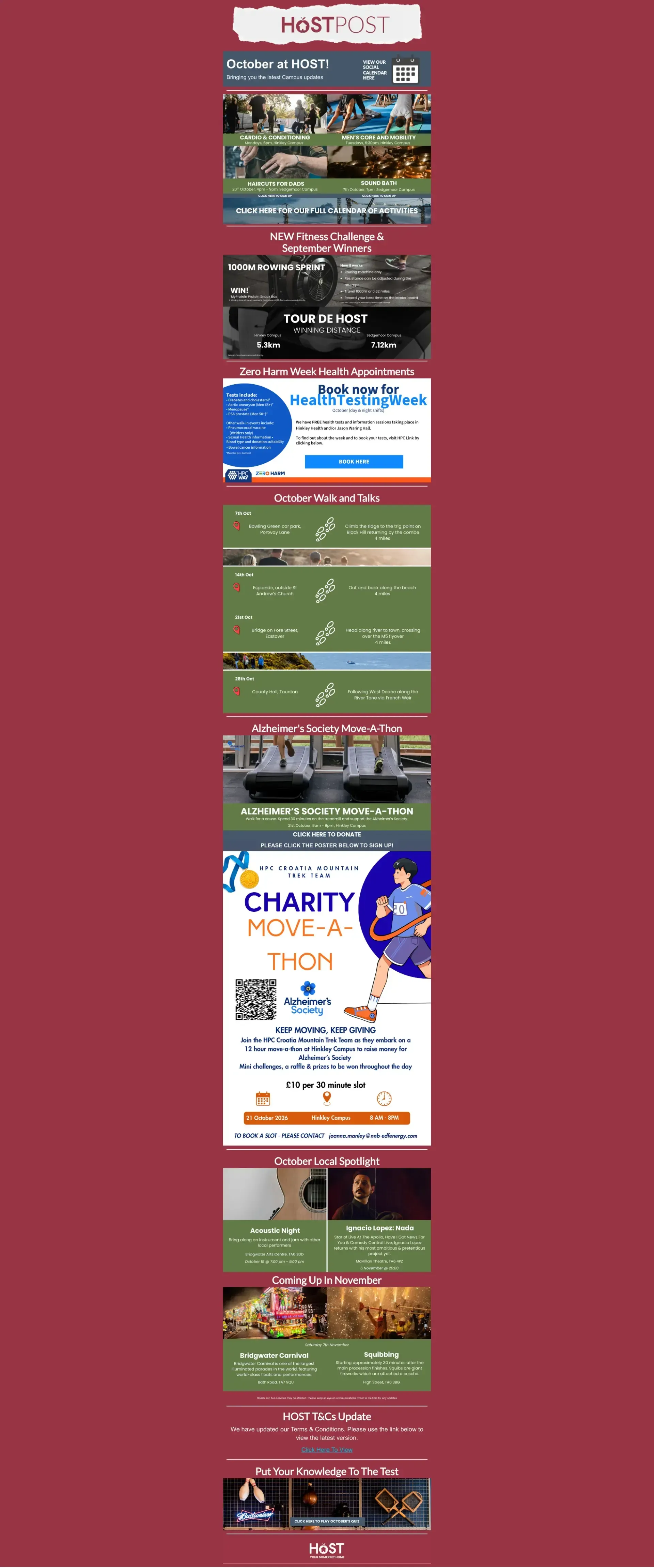 A tall smartphone screen showing a vertical feed of sports-related posts and game screenshots on a maroon background