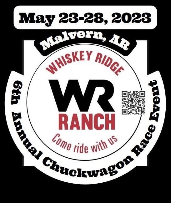 Whiskey Ridge ranch logo for the 6th Annual Chuckwagon Race, May 23–28, 2023, Malvern, AR