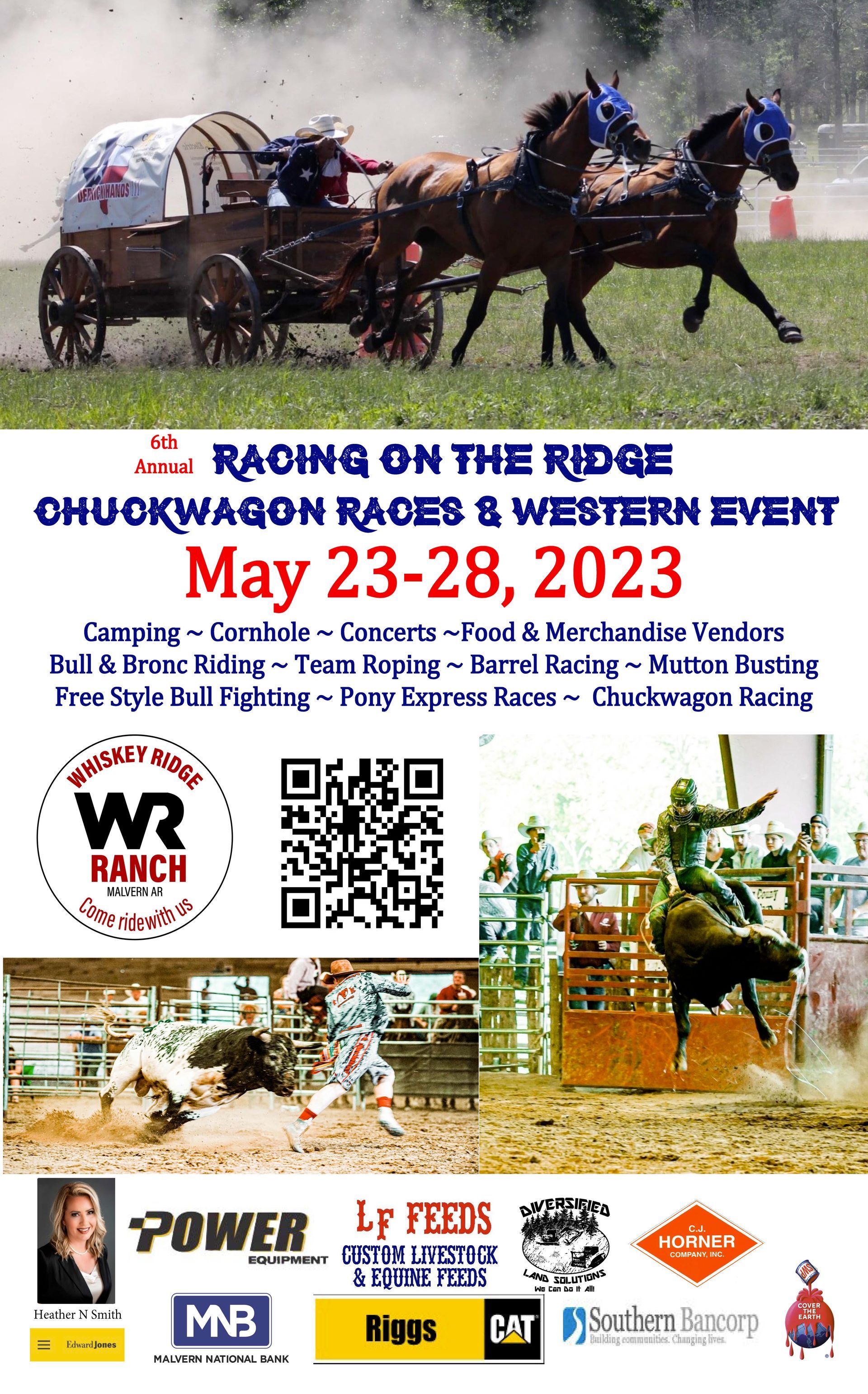 Racing on the Ridge chukwagon races and Western event, May 23–28, 2023, with horse teams and sponsors