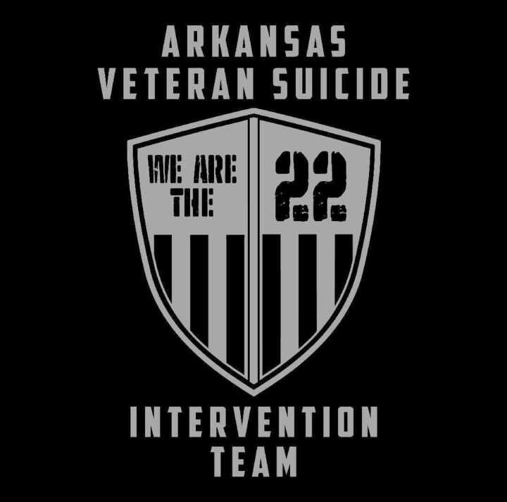 Arkansas Veteran Suicide Intervention Team shield logo in black and gray with “We Are the 22” text