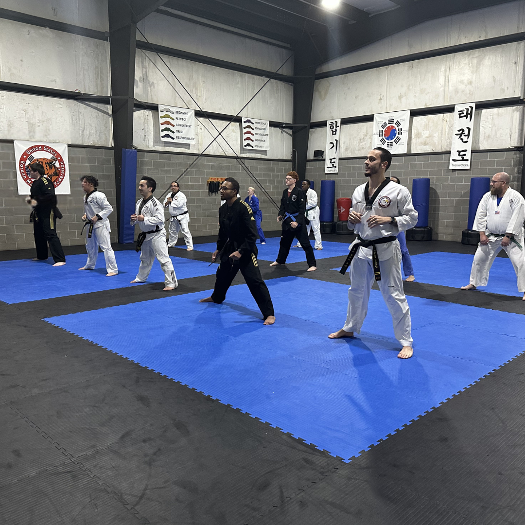 adults students warming up at Tennessee Taekwondo in Mt. Juliet, TN
