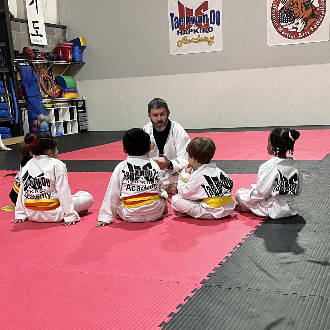 Master Dustin Sands teaching a kids martial arts class