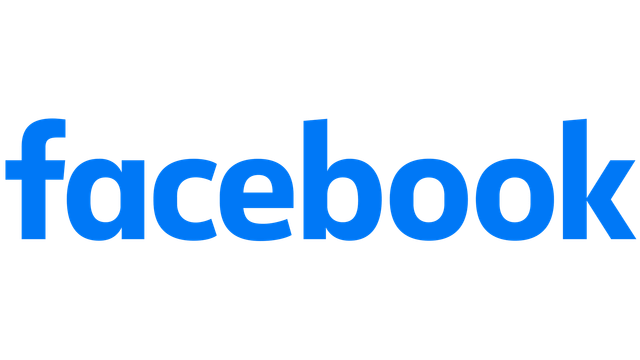 The facebook logo is blue and white on a white background.