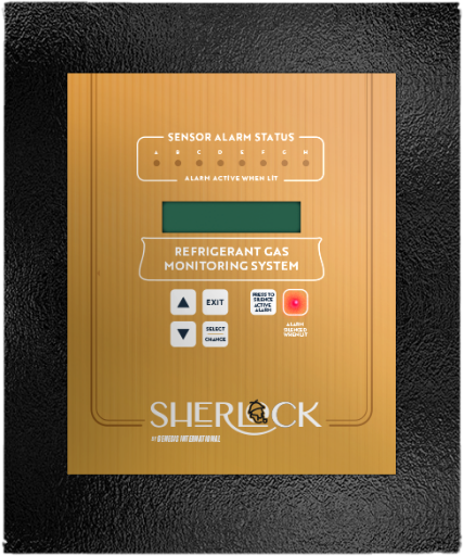 A black box with a sherlock logo on it.