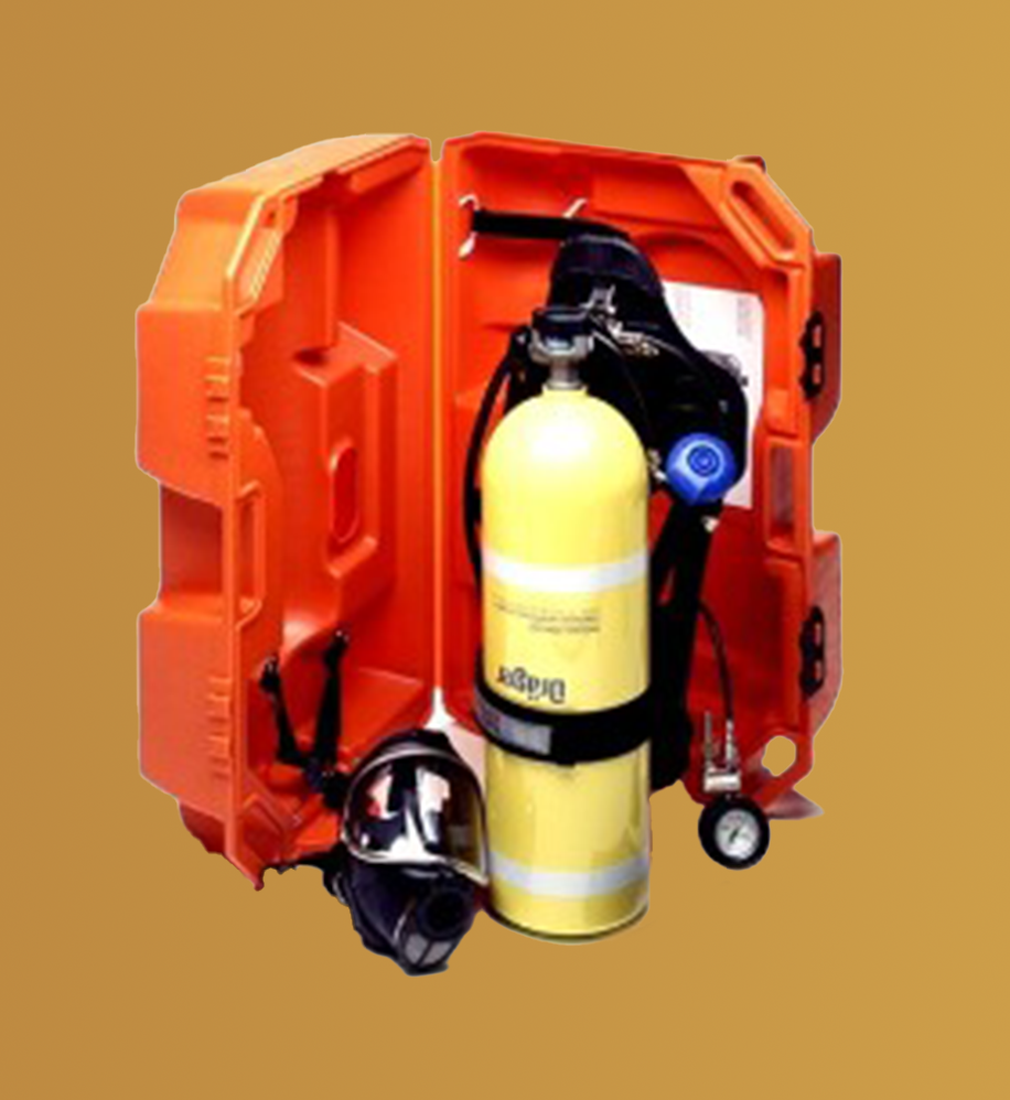 A yellow cylinder with the word dräger on it