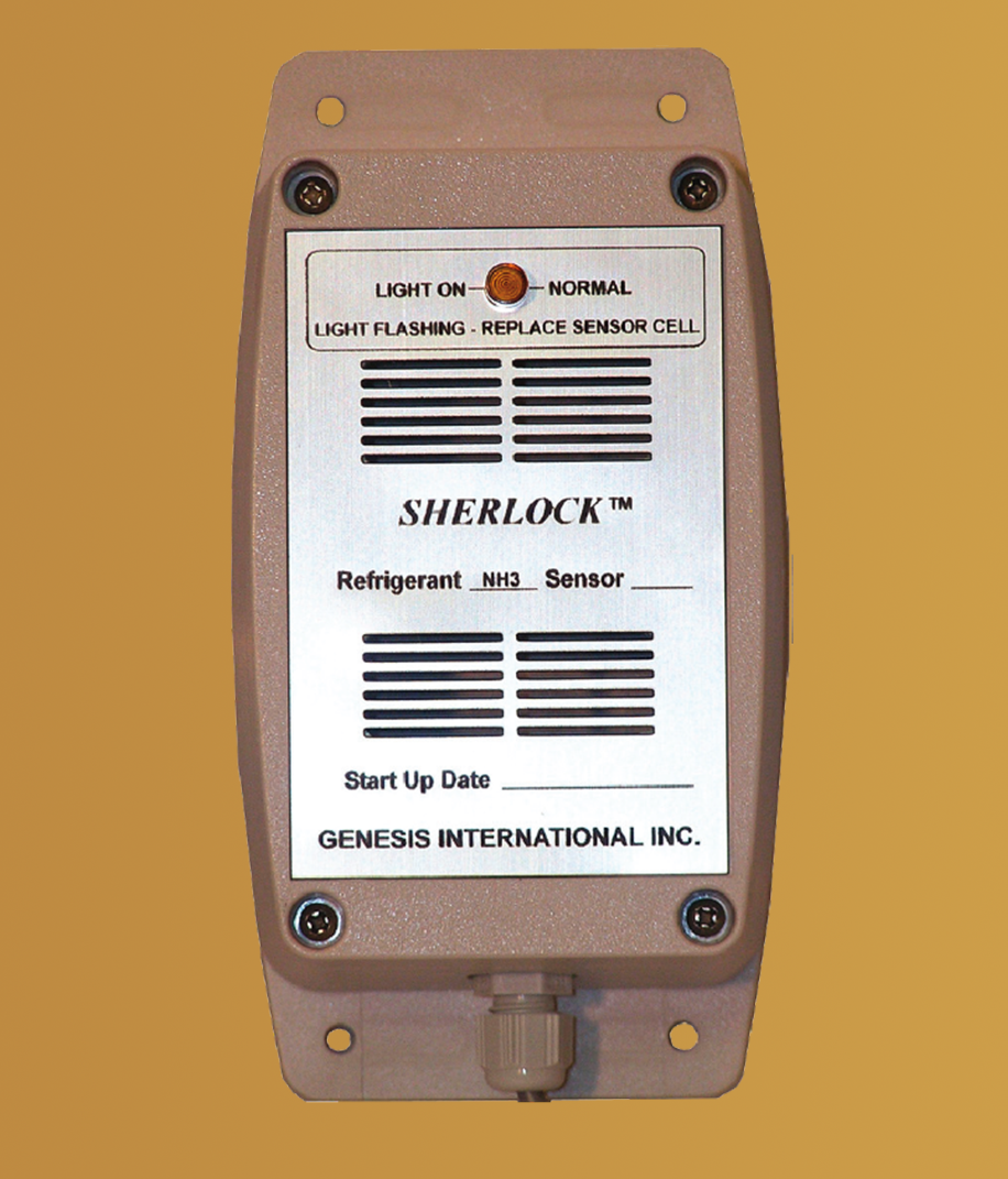 A sherlock refrigerant and sensor device is on a yellow background