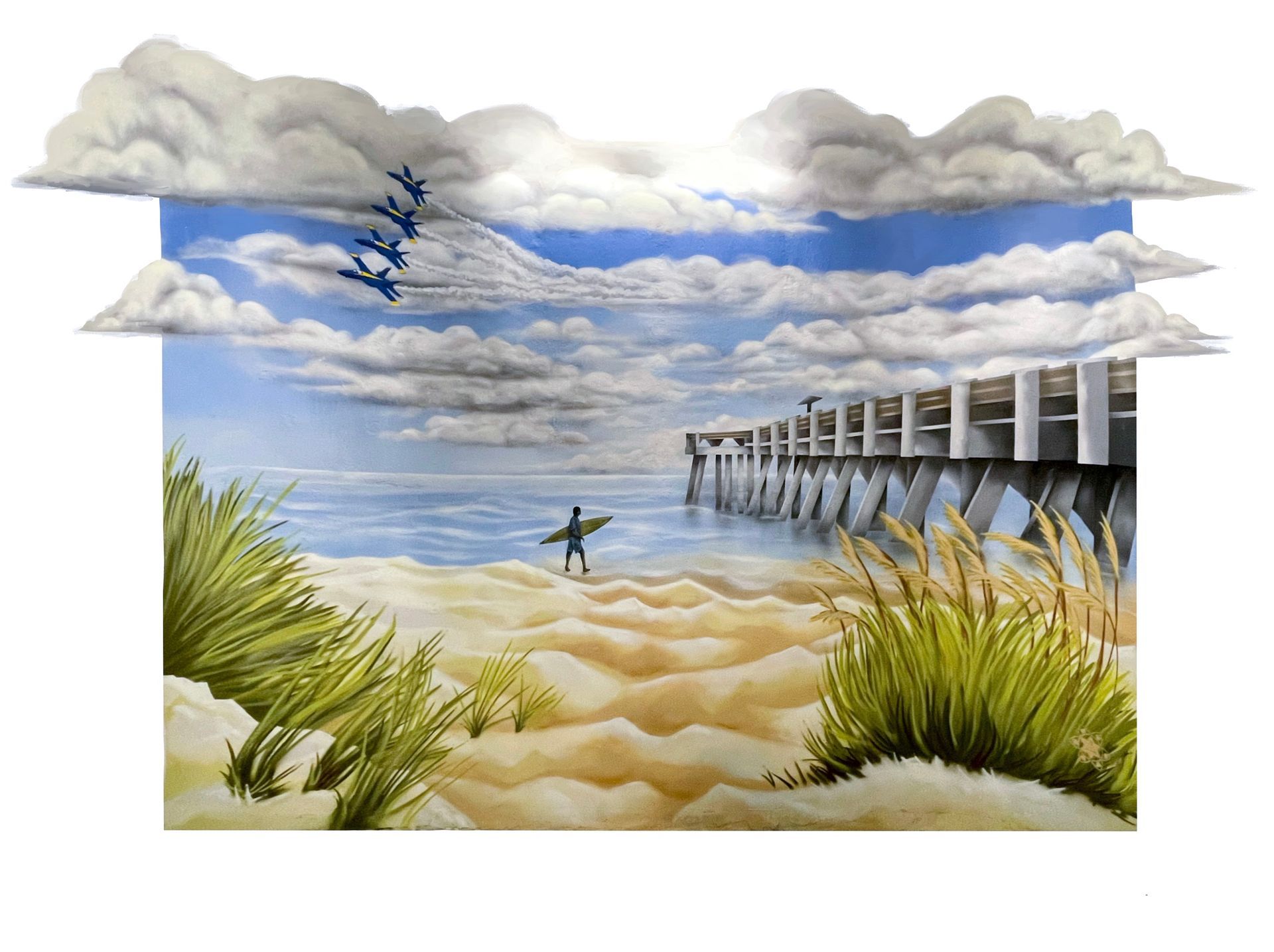 murals in florida. murals in jacksonville, fl. realistic mural. beach mural. mural art. public art. murals in hospital. hospital mural.