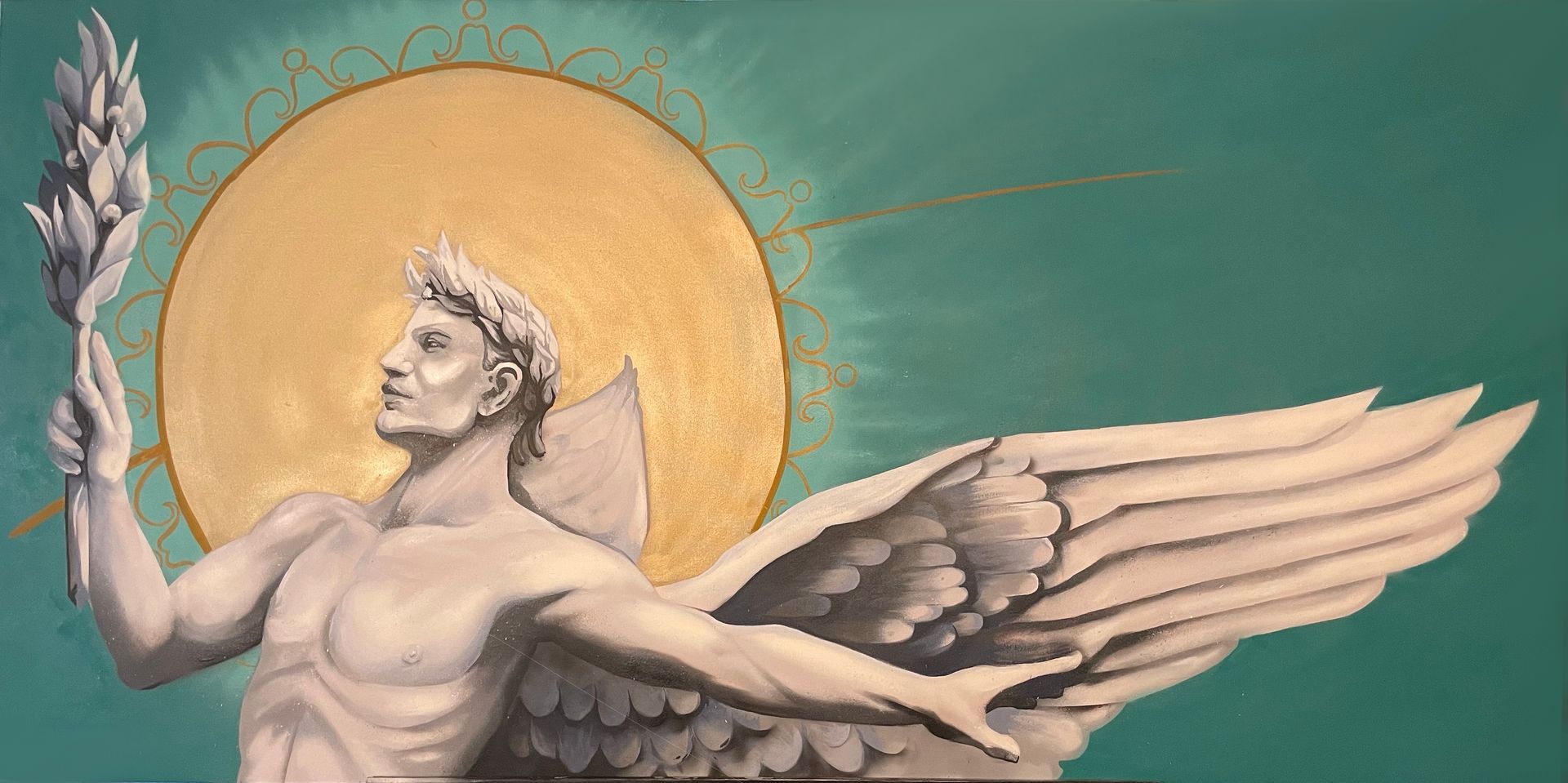 Spray paint and hand painted art of Memorial Statue