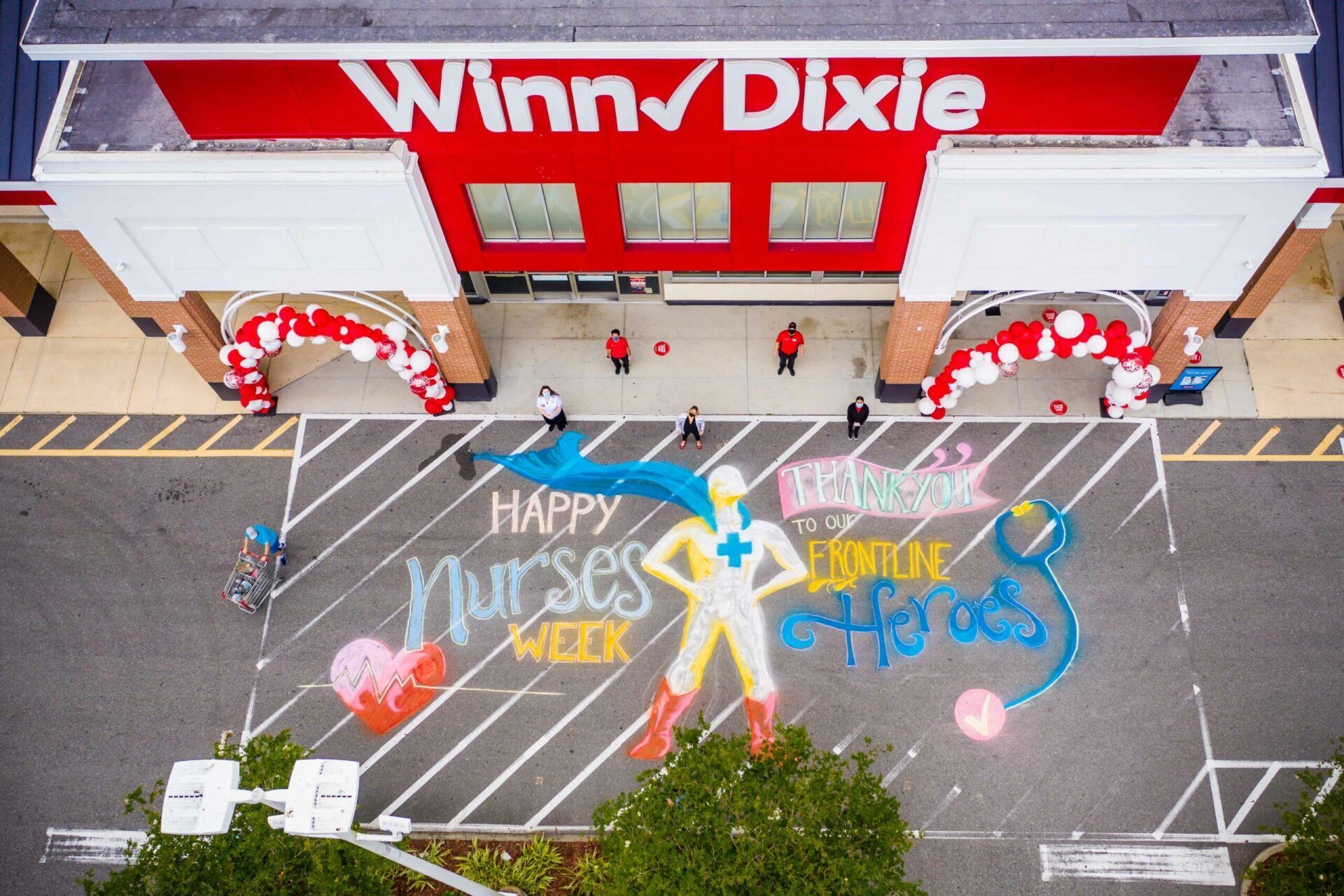 Chalk Mural with Nurses and Front Line Heroes | Jacksonville, FL | Heartspace Art