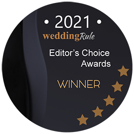 a black circle with the words `` wedding rule editor 's choice awards winner '' on it