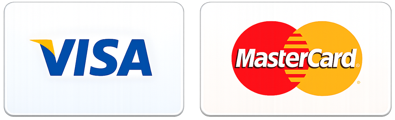 Visa and MasterCard logos side by side on white background