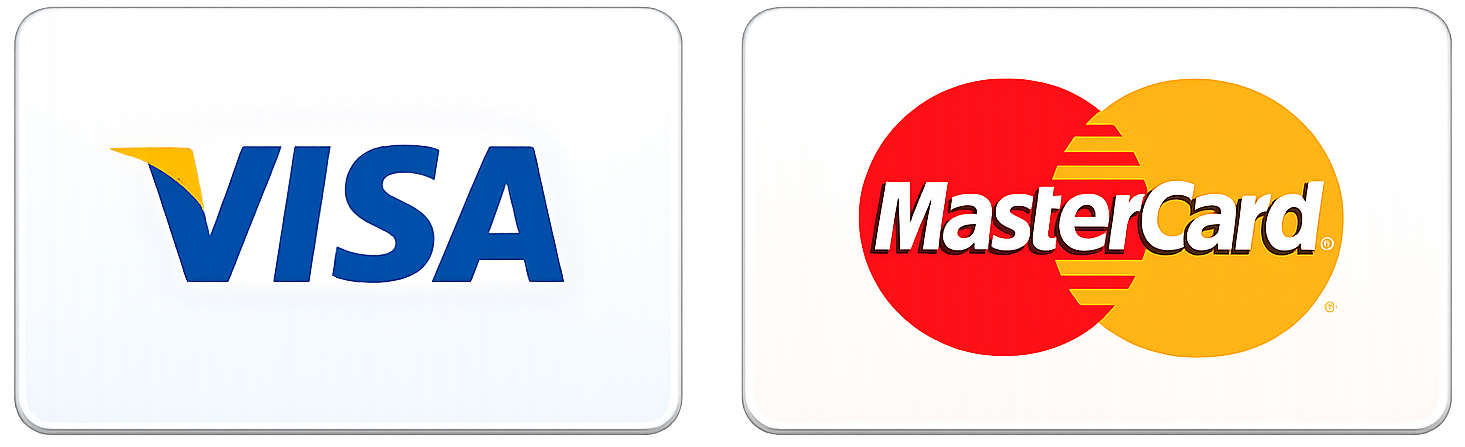 Visa and MasterCard logos side by side on white background