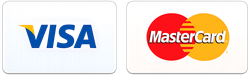 Visa and MasterCard logos side by side on white background