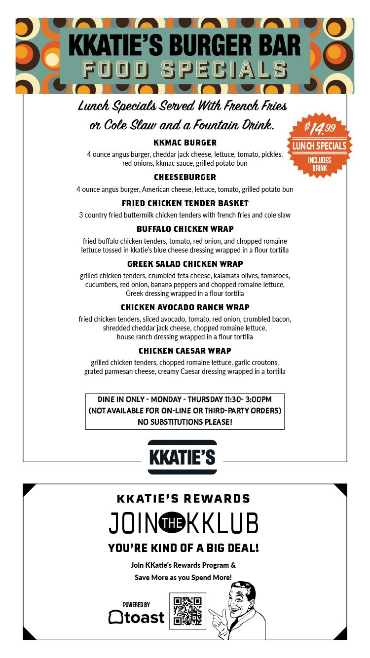 Kkatie s burger bar hyannis food specials