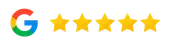 Um logotipo do Google com cinco estrelas em um fundo branco.