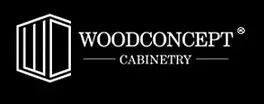 Logo for Woodconcept Cabinetry. Features a geometric emblem and text on black background.