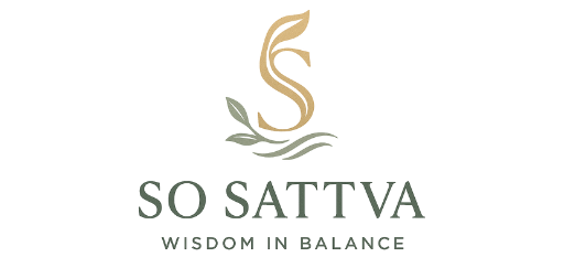 Logo for So Sattva featuring a stylized letter S with leaves and waves, with the text