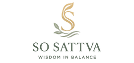 Logo for So Sattva featuring a stylized 'S' leaf icon above the text