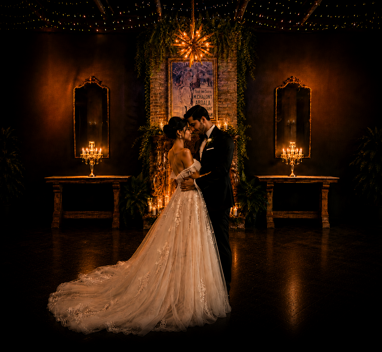 Rosewood Event Space at THE GRID offers a warm and romantic setting for wedding receptions, blending elegant design with intimate ambiance.