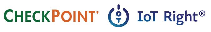 Checkpoint IoT Right logo. Green and orange text with a blue icon and text to the right.