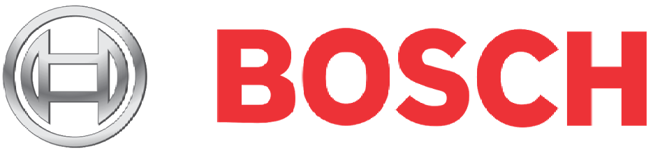 Bosch logo: silver circle emblem next to the red word