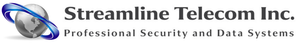 Streamline Telecom Inc. logo: Globe with blue accents and company name, "Professional Security and Data Systems" tagline.